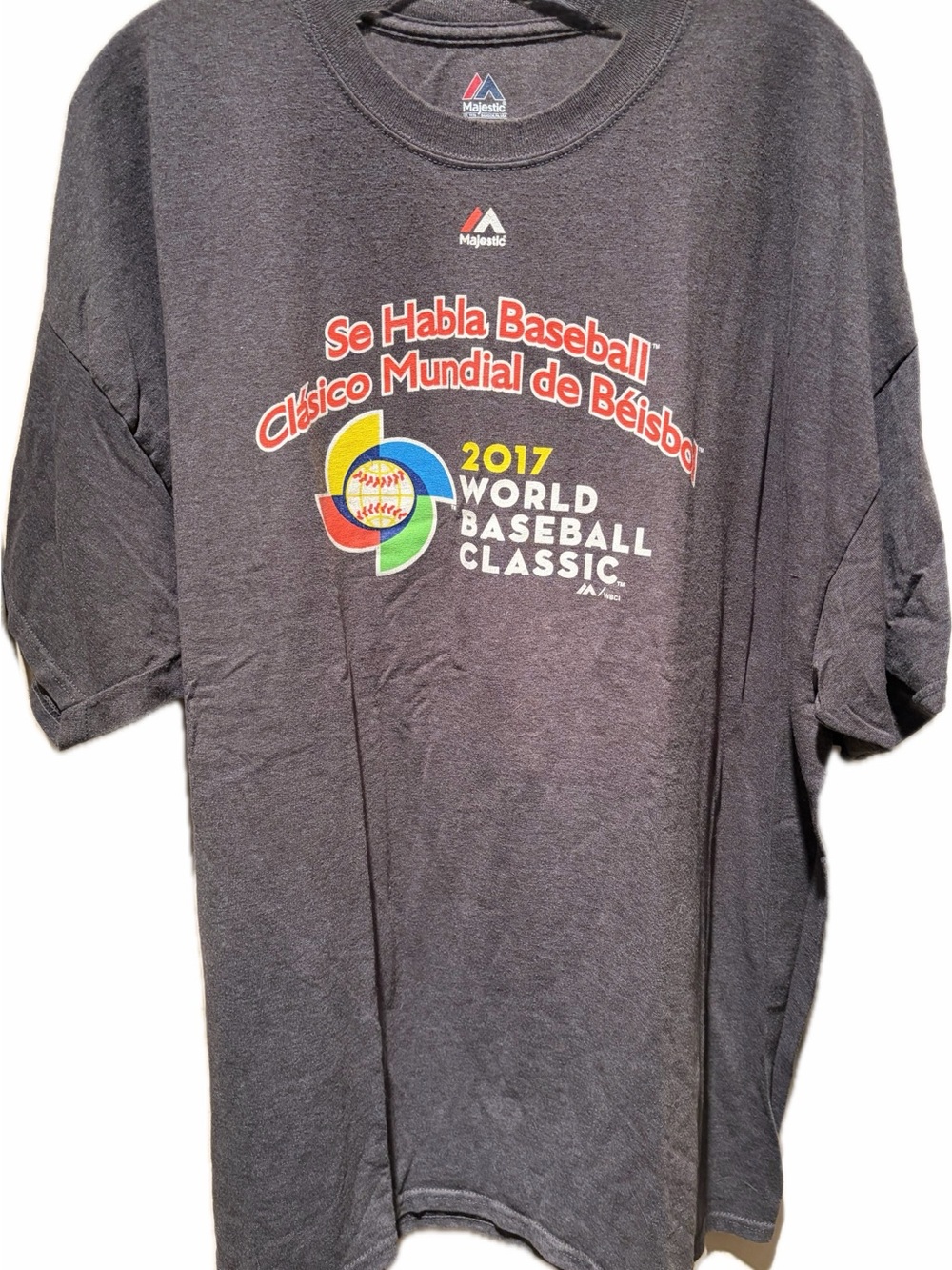 Majestic Dark Gray 2017 World Baseball Classic men’s Tee with Colorful Logo